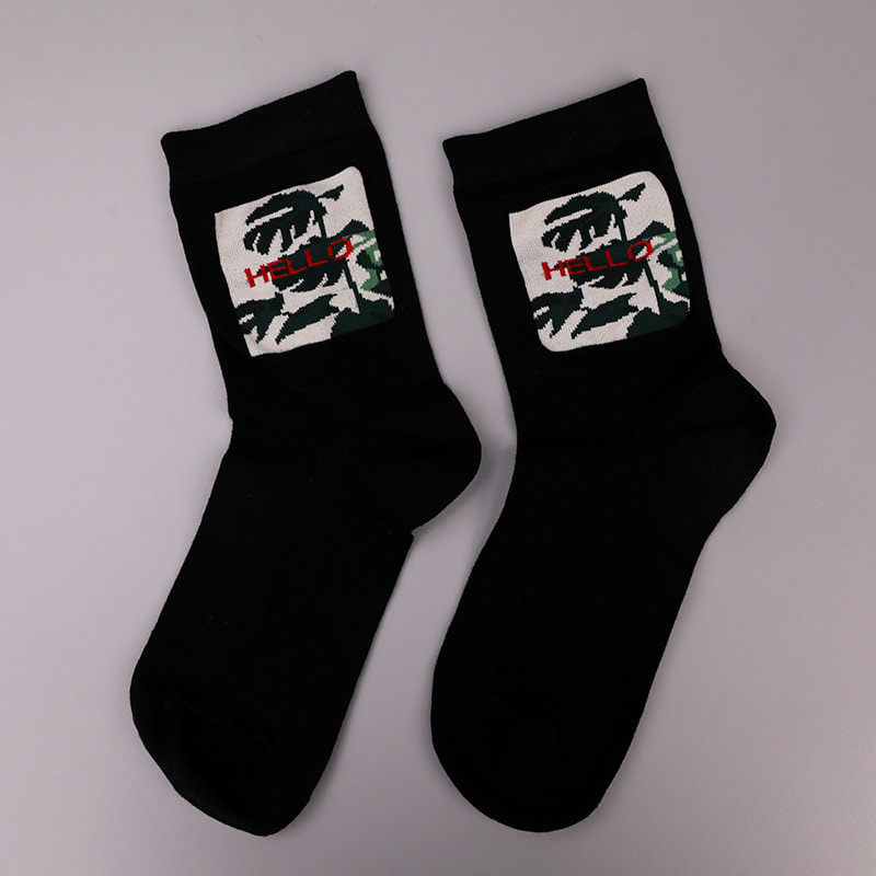 Níolón síoda sníofa bog bréige spandex 3D clóite jacquard fuaite de láimh stocaí fir an fhómhair agus an gheimhridh WSD2850