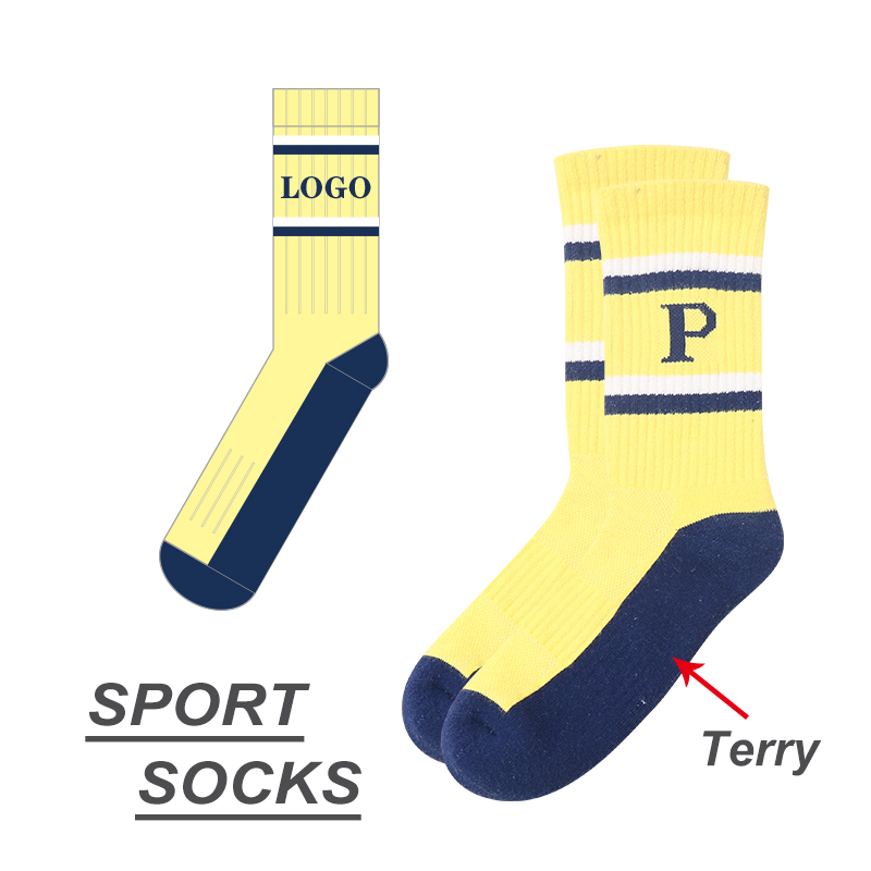 Faisean Foireann Cáilíochta OEM Jacquard Fir Giomnáisiam Cispheil Spóirt Sock Terry Anti Slip Custom Socks Logo