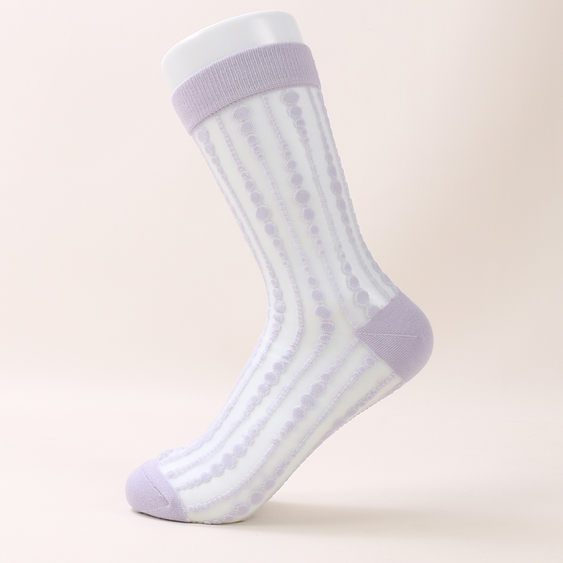 Samhraidh Álainn Thin Breathable Crystal Silk Flower Faisean Sock Trédhearcach Cool Do Mhná