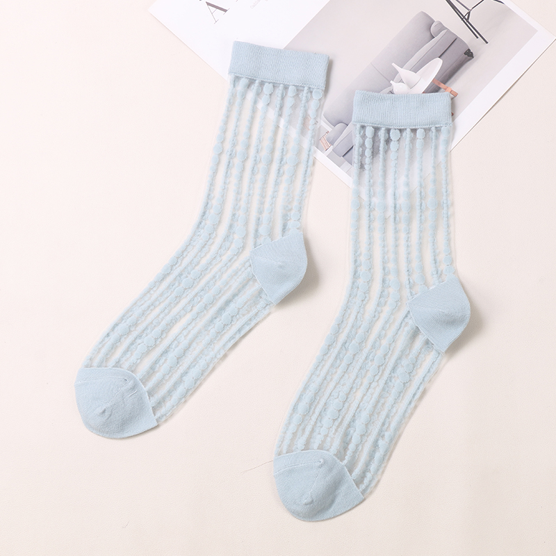 Samhraidh Álainn Thin Breathable Crystal Silk Flower Faisean Sock Trédhearcach Cool Do Mhná