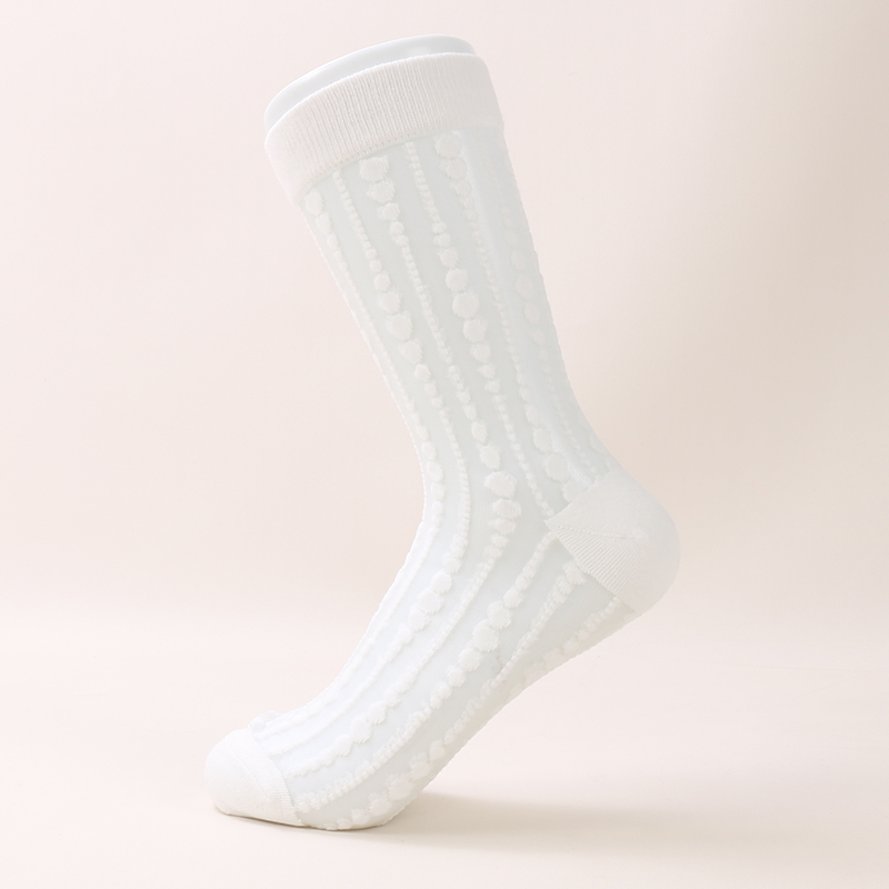 Samhraidh Álainn Thin Breathable Crystal Silk Flower Faisean Sock Trédhearcach Cool Do Mhná