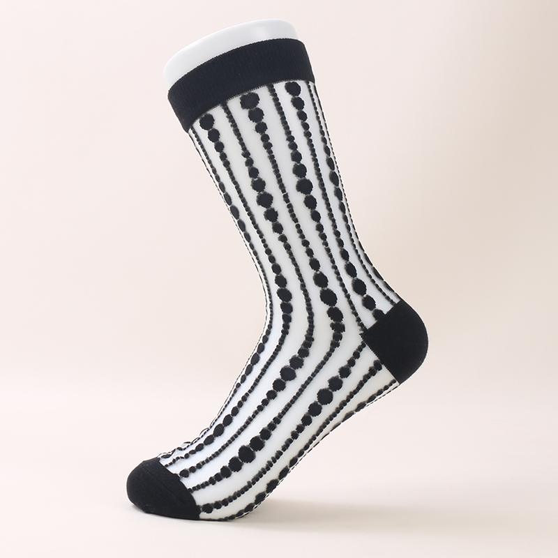 Samhraidh Álainn Thin Breathable Crystal Silk Flower Faisean Sock Trédhearcach Cool Do Mhná