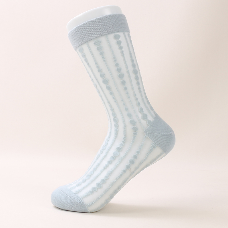 Samhraidh Álainn Thin Breathable Crystal Silk Flower Faisean Sock Trédhearcach Cool Do Mhná