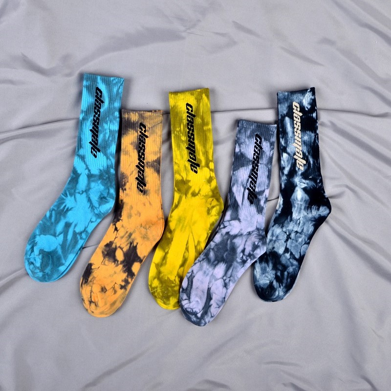 Faisean Ceangail Dye Sox Pearsantaithe Jacquard Oem Crew Street Sport Men Dearthóir Priontáil Lógó Stocaí Saincheaptha