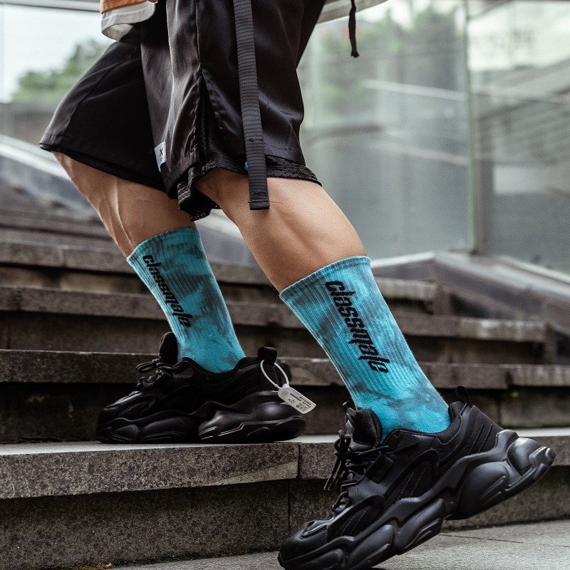 Faisean Ceangail Dye Sox Pearsantaithe Jacquard Oem Crew Street Sport Men Dearthóir Priontáil Lógó Stocaí Saincheaptha