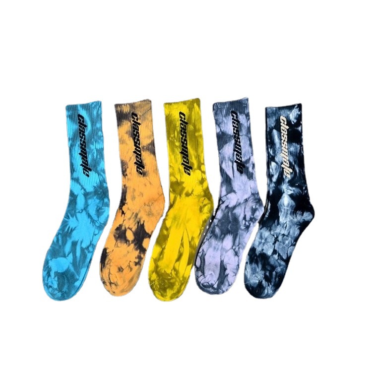 Faisean Ceangail Dye Sox Pearsantaithe Jacquard Oem Crew Street Sport Men Dearthóir Priontáil Lógó Stocaí Saincheaptha